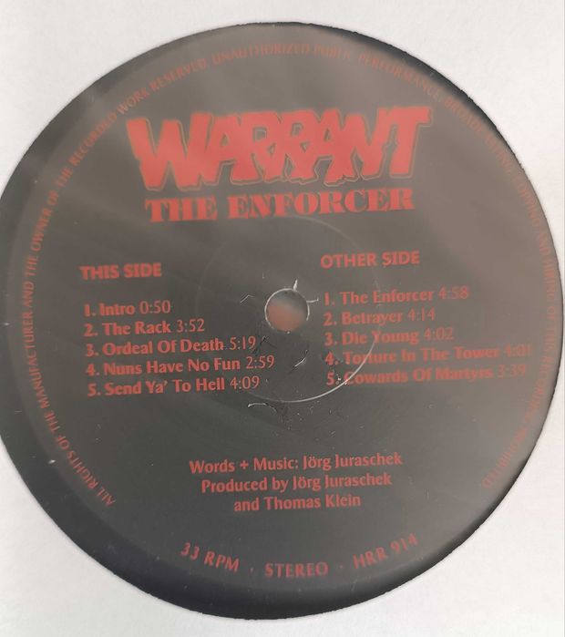 Грамофонна плоча WARRANT - THE ENFORCER