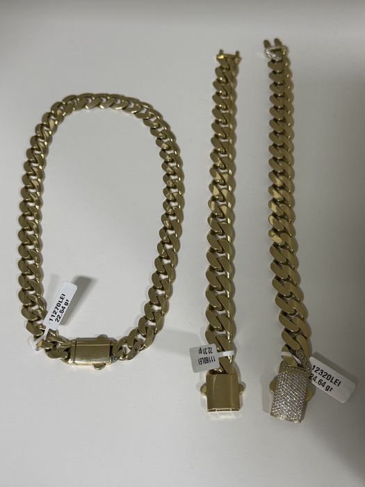 Lant si bratara cuban aur 14k