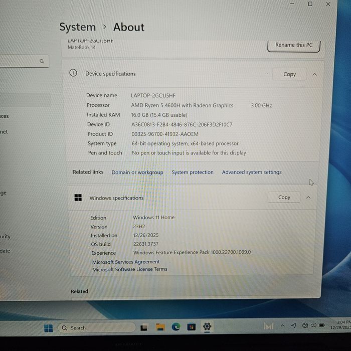 Laptop Huawei MateBook 14 Ryzen.5  512/16GB Zeus Amanet Vitan 3888