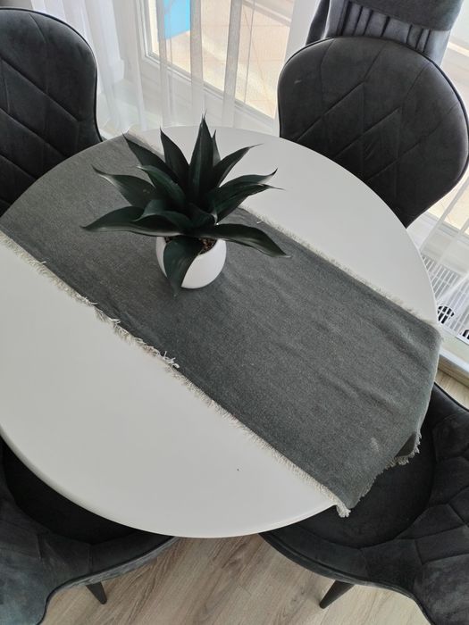 Vand set scaune și Masa extensibila WILLIAM, alb, 90/124x90x75 cm