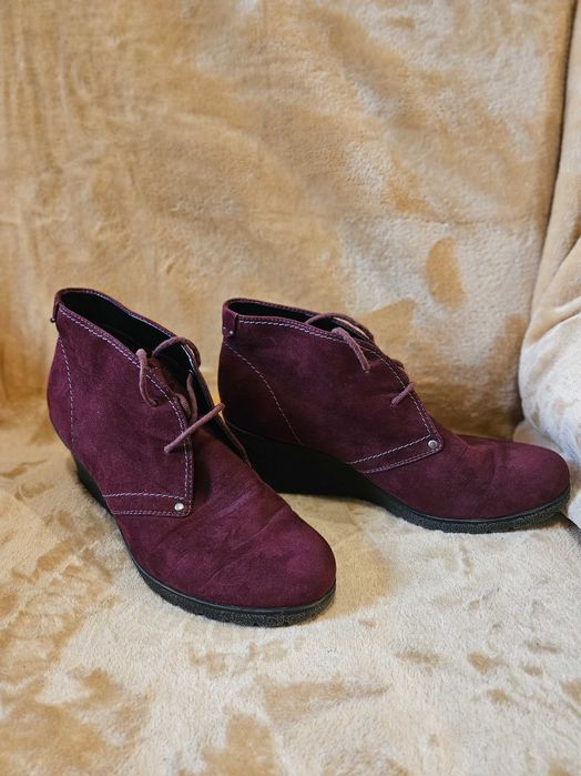 Botine cu toc ghete velur rosu Jana Soft line 40 NOI