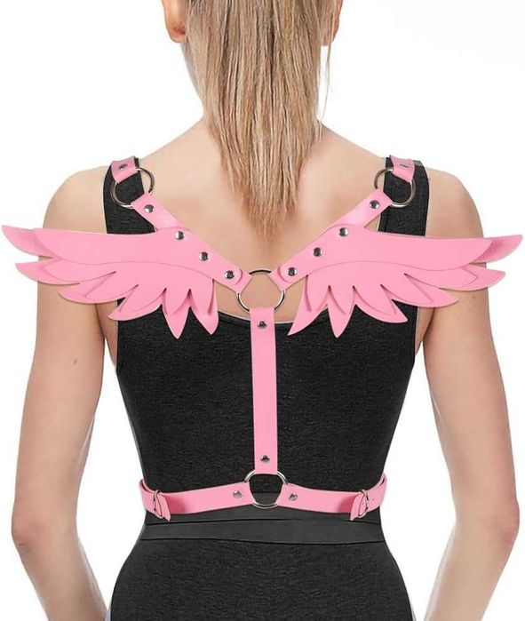 Кожен колан харнес нашийник, халки и катарами, сексуално облекло,