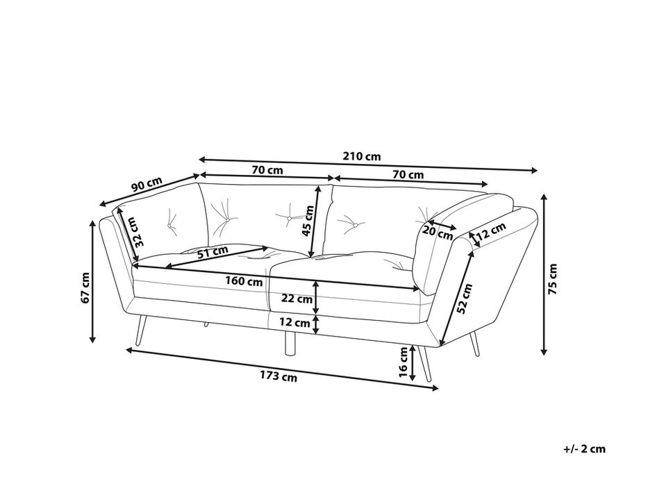 SP! NOU Canapea fixă 210cm, catifea bleumarin