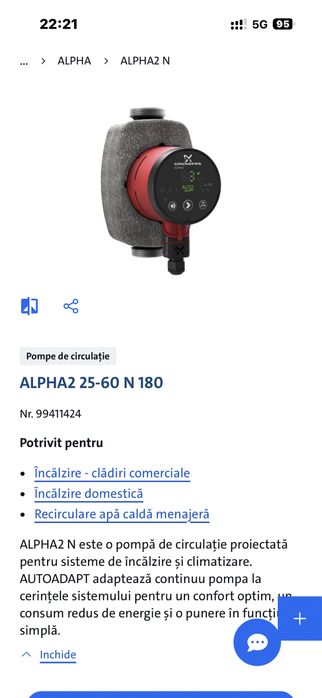 Pompa grundfos 25-60-N180