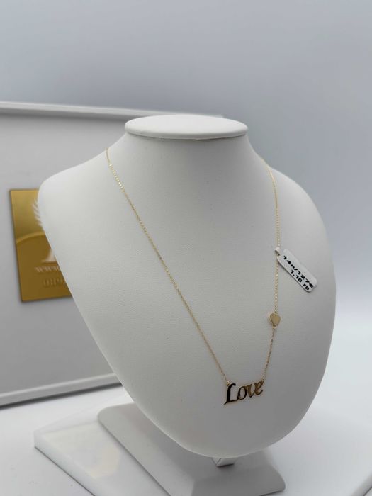 Колие „Love" със сърце 14К злато
