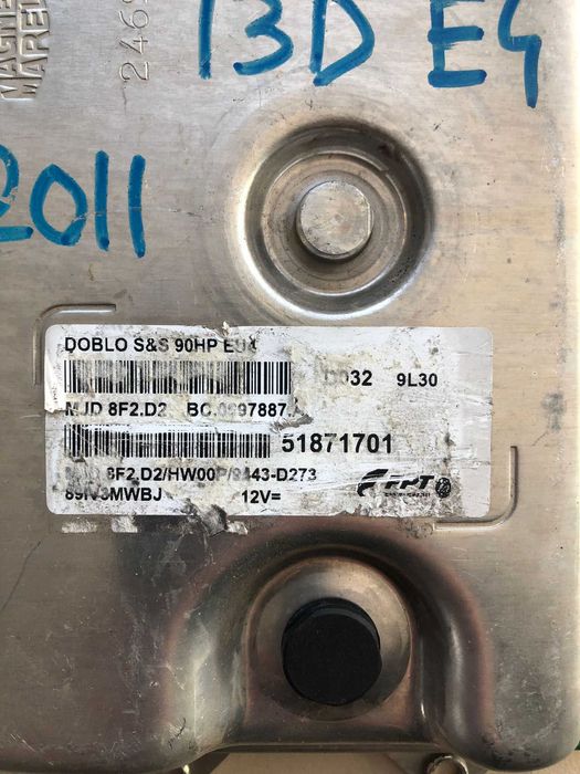 ECU Calculator motor Fiat Doblo 1.3 90HP MJD8F2.D2 51871701 HW00P