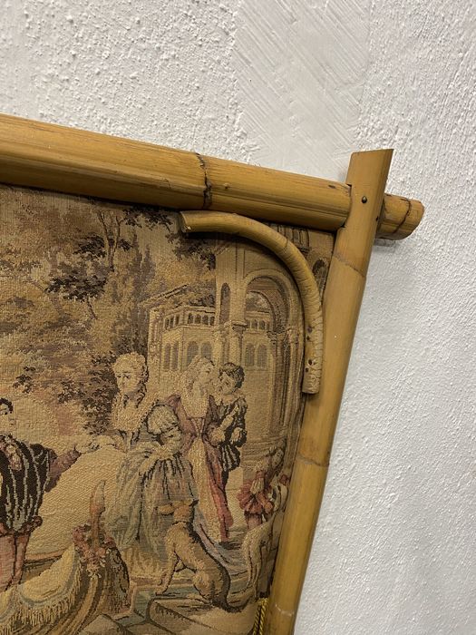 Стар френски гоблен с рамка от бамбук 140/60 см