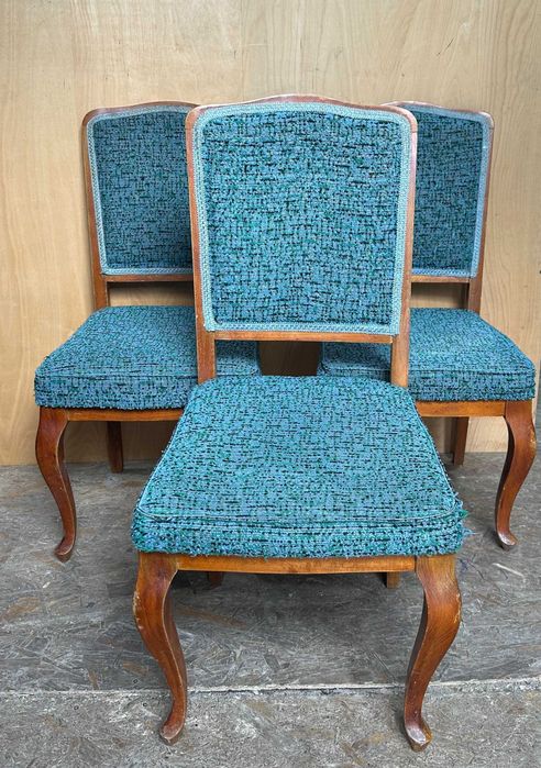 Set 3 Scaune Vintage cu Sezut si spatar tapitat; Scaun fix