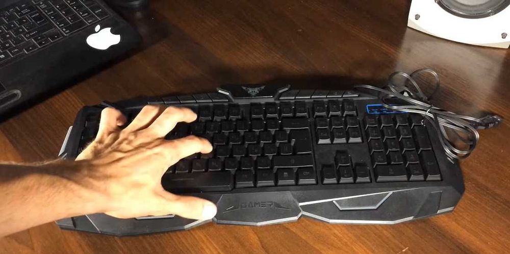 Клавиатура за игри с подсветка и мишка, кабелна клавиатура за компютър