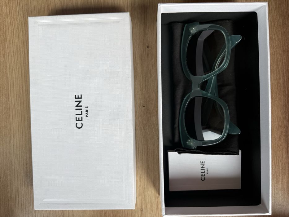 Celine ochelari de soare colectia 2025 turqouse cu lentile gri inchis