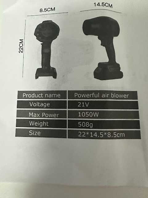 Suflanta cu acumulator, 1050W, 48V