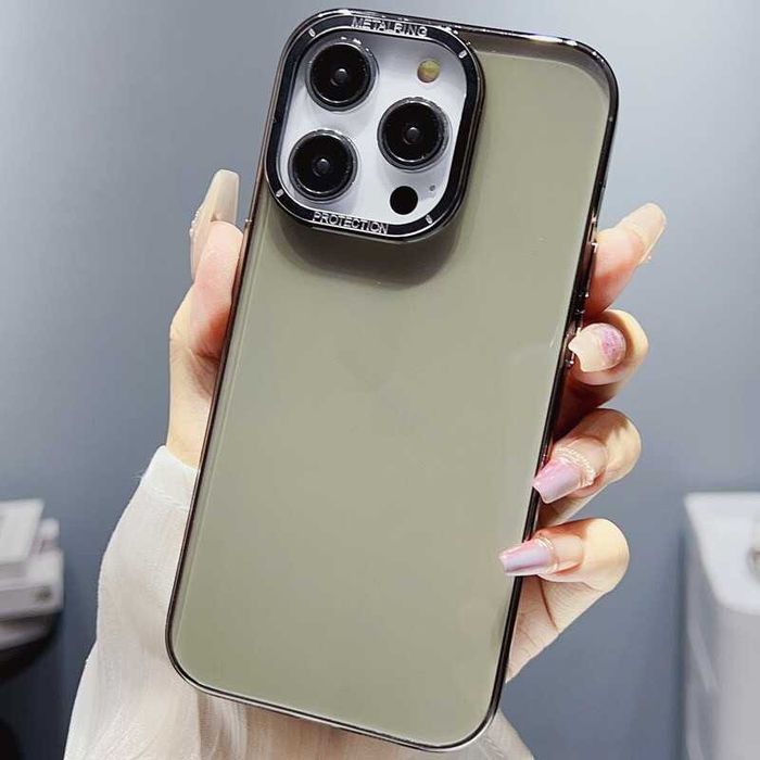 Калъф за iPhone 13 / 14 / 15 серия стилен твърд прозрачен кейс гръб ултратънък Q-Series