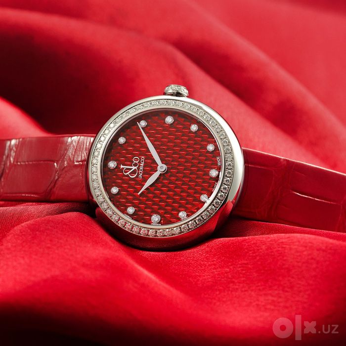 Jacob & Co Brilliant One Row 34 mm Stainless Steel Red Pyramid Dial
