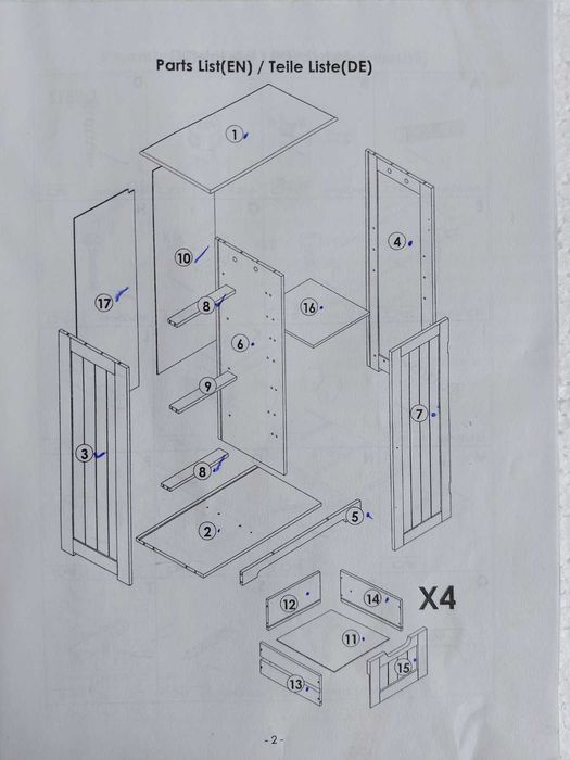 Дървен подов шкаф за баня Страничен с 4 чекмеджета, Свободностоящ  Бял