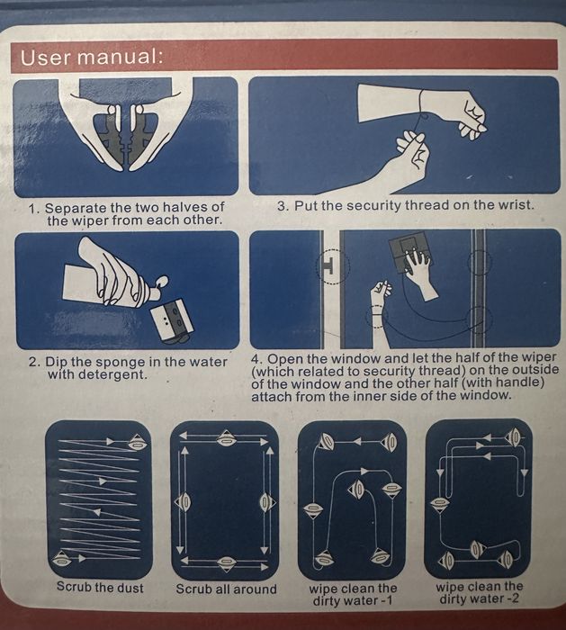 Двулицева магнитен уред за почистване на прозорци