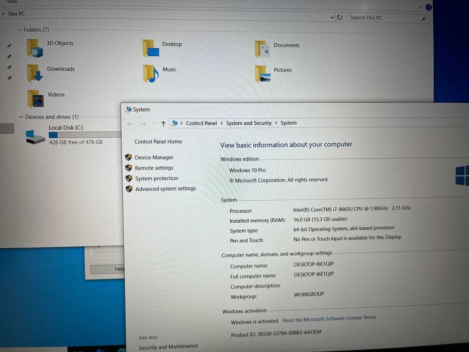 HP EliteBook 850 G6 i7-8665U-16Gb ram-512Gb Ssd-Radeon RX550X