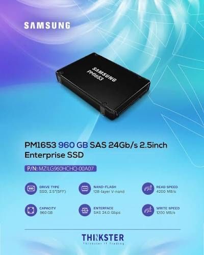 Samsung PM1653 960GB 2.5" SAS 24Gbps Server SSD