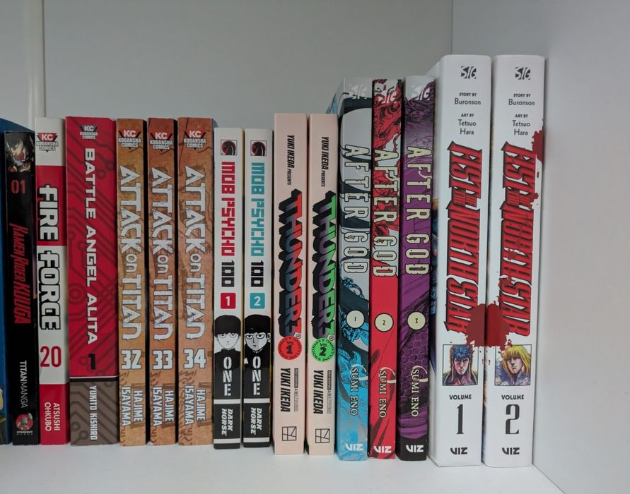Vând manga Attack on Titan, After God, mob psycho 100, fire force,