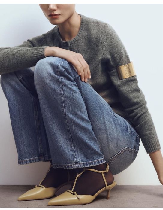 Pantofi Zara piele naturala decupat spate 37