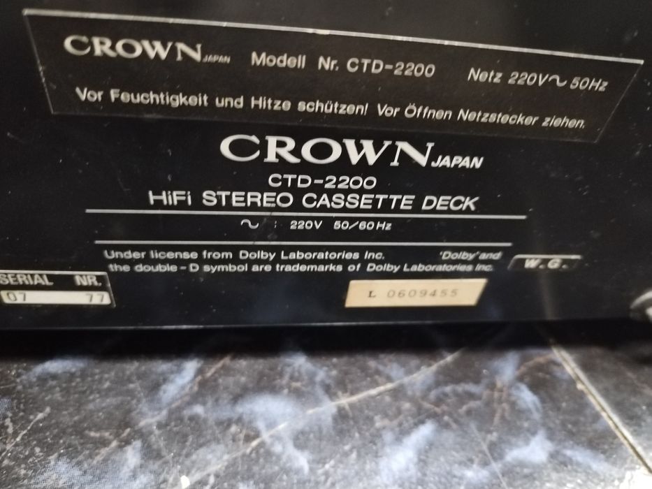 Casetofon deck Crown ctd-2200 Hi-Fi
