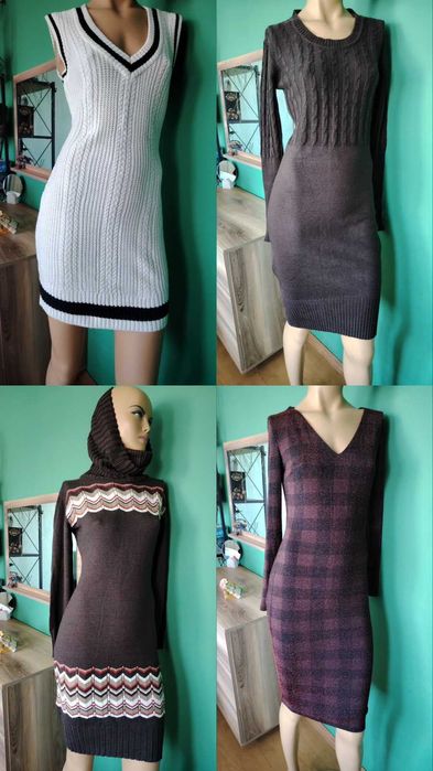 Рокли машинно плетиво и рокля с ламе  размер М по 15лв.