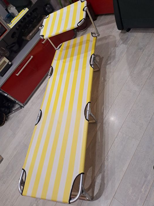 Алуминиев сгъваем шезлонг със сенник 62/187см