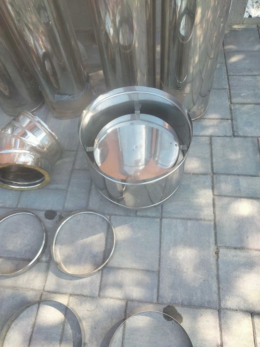 Set complet coș fum inox izolat cu accesorii