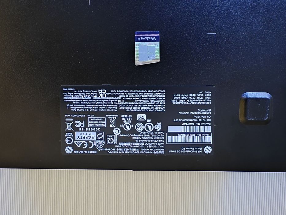 HP ProDesk 600 G6 SFF,Intel Core i7-10700, 2.90 GHz,NO RAM NO HARD