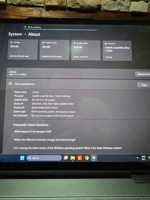 Lenovo Yoga 7 2in1 14 OLED | Ultra 7 155H | 32GB RAM | 1TB | Гаранция