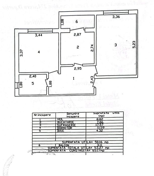 Apartament cu 2 camere, etaj 3, mobilat și utilat, zona TRAIAN - Cruce