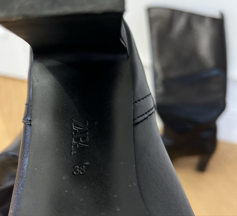 Cizme negre piele Zara