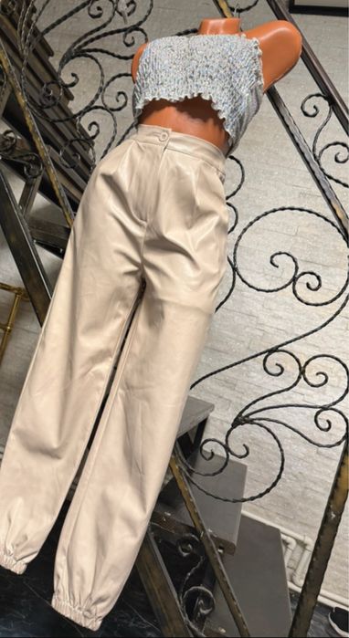 Pantaloni talie inalta S - piele eco