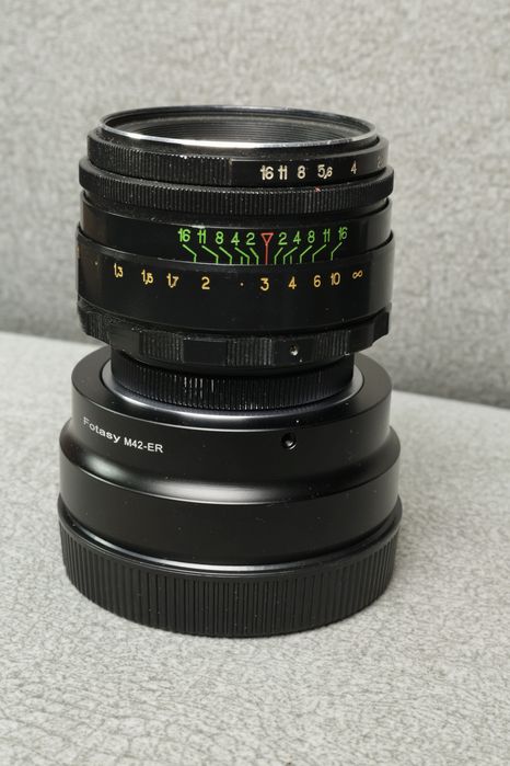 Мануальный объектив Гелиос 44-2 58 mm f/2.0 с адаптером Canon RF