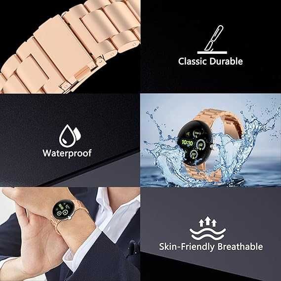 Ремешок для Google Pixel Watch 41 mm, металлический, цвет rose gold