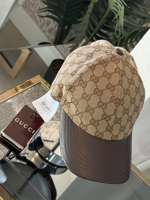 Șapcă Gucci originală cu detalii din piele – Monogram GG