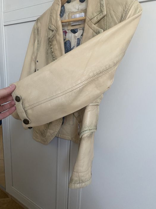 Geaca piele naturala bej dama marimea S