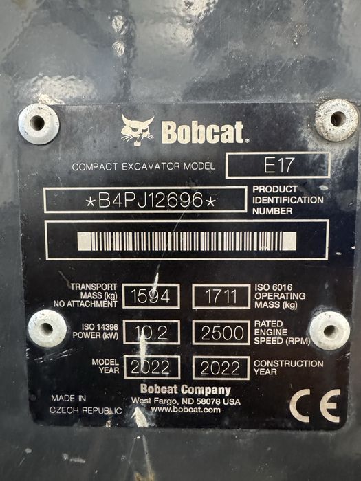 Miniexcavator Bobcat E17 2022