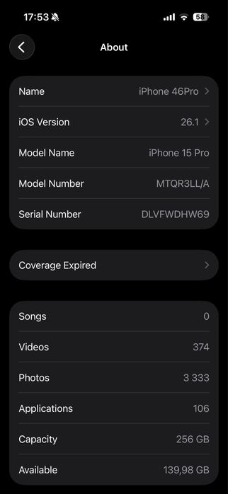 Apple iPhone 15 Pro 256GB Titanium Black