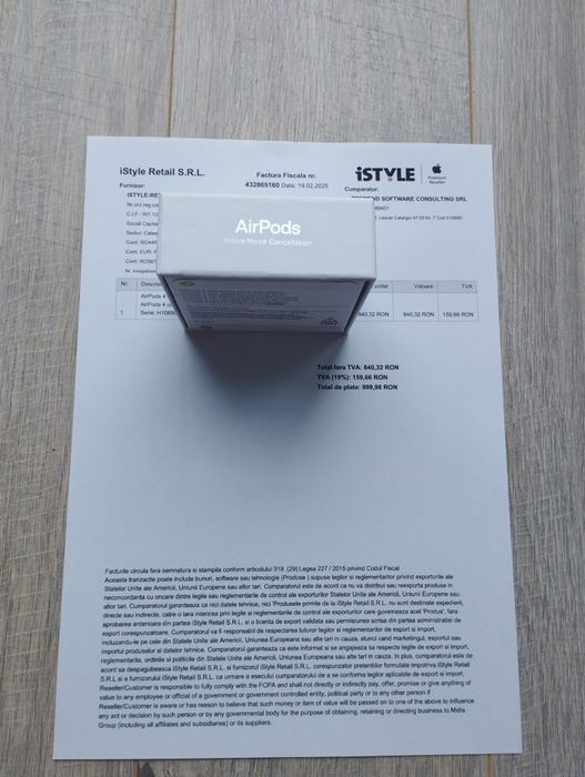 Airpods 4 ANC cu factura iStyle - Noi, Sigilate - Cadoul Ideal - Urgen