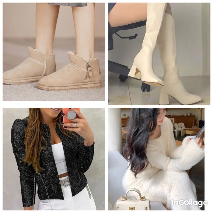 Шубка экомех сапоги белые