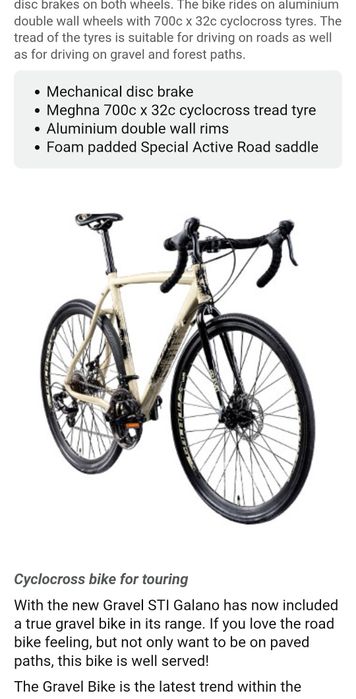 Bicicleta Galano Cyclocross Gravel bike