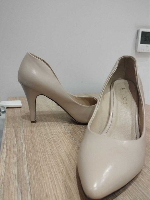 Туфли женские классические беж, 36 размер, каблук 7,5 см