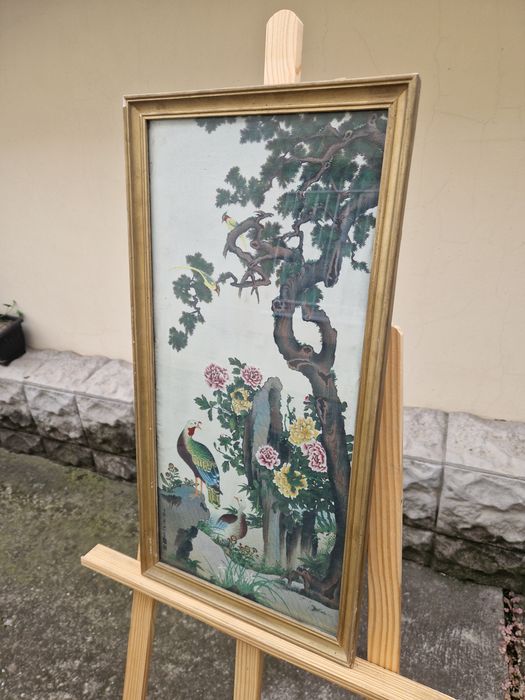 Прекрасна антикварна китайска картина коприна автор