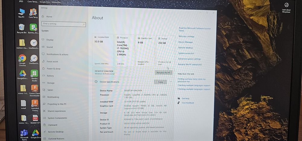 Dell Precision 7720 - i7 32 GB RAM - P4000 8 GB - SSD 256 GB