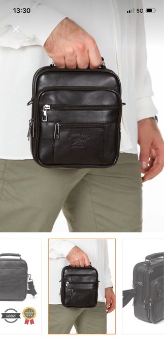 Мъжка кожена чанта Linatigers - нова, стилна и практична