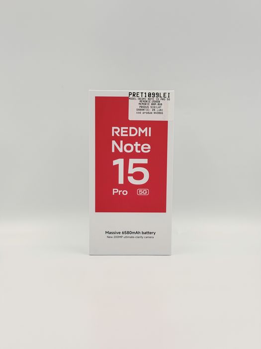 Magazin | Redmi Note 15 Pro 5G | Sigilat | Black | 256GB | 8GB Ram | Cu Garantie | In Rate | smilemobile.ro