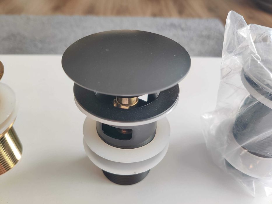 Supapa (ventil) lavoar click-clack cu preaplin negru si auriu