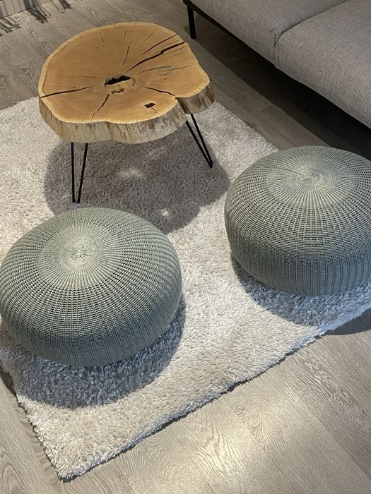 Taburet puf tip perna sezut IKEA Sandared, gri, diametru 56cm