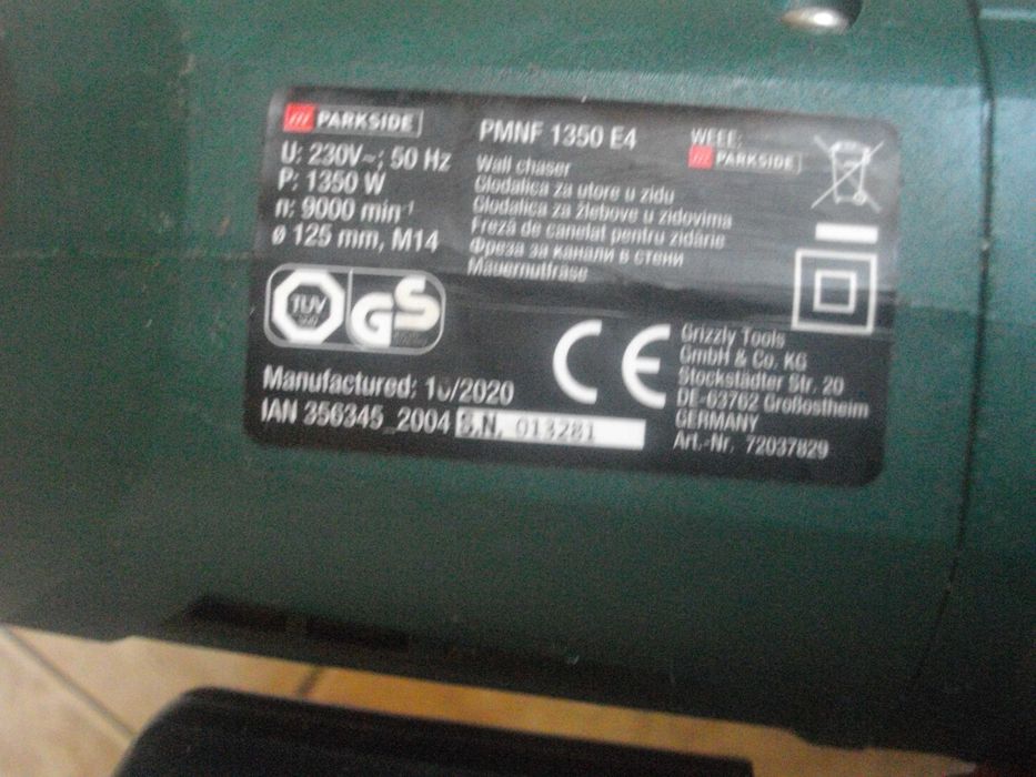 ЗА ЧАСТИ 1350W/ф125mm Немска каналокопка фреза копаене канали PARKSIDE