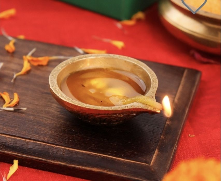 Diwali brass oil lamp hindu pooja puja